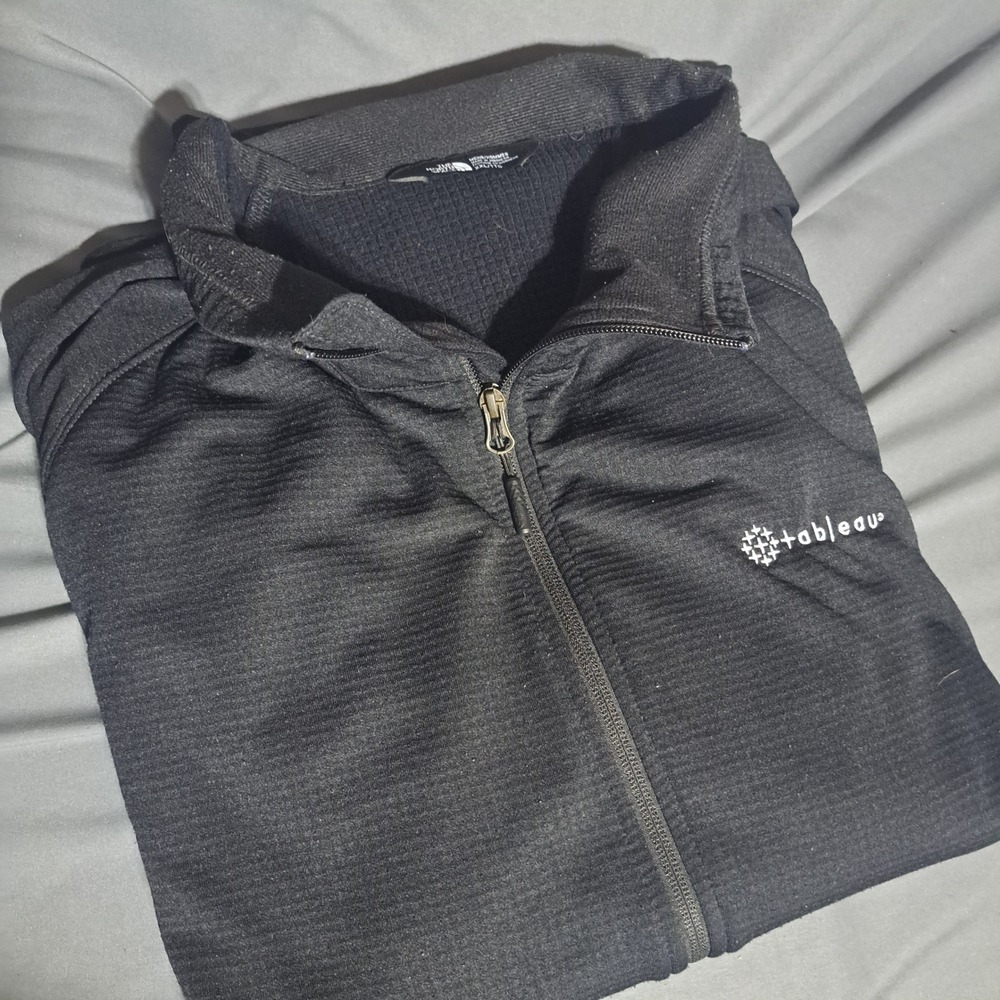 North Face Mens XXL Full Zip Black Long Sleeve Omni Shield Tableau Embroidery